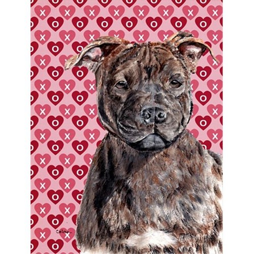 Carolines Treasures SC9705GF Staffordshire Bull Terrier Staffie Hearts and Love Flag Garden Size