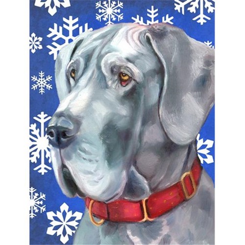 Carolines Treasures LH9584GF Great Dane Winter Snowflakes Holiday Flag Garden Size