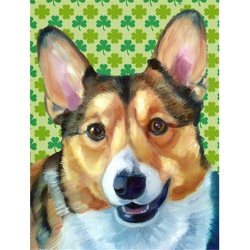 Carolines Treasures LH9574GF Corgi St. Patricks Day Shamrock Flag Garden Size