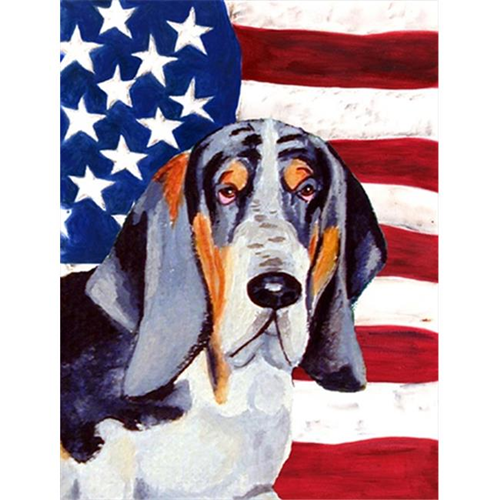 Carolines Treasures LH9014GF 11 x 15 in. USA American Flag with Basset Hound Garden Size Flag