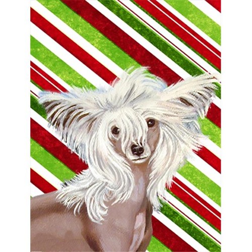 Carolines Treasures LH9257GF 11 x 15 in. Chinese Crested Candy Cane Holiday Christmas Garden Size Flag