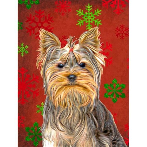 Carolines Treasures KJ1184GF flocon de neige rouge Noël Yorkie et drapeau Yorkshire terrier taille du jardin