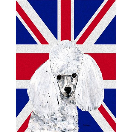 Carolines Treasures SC9886GF White Toy Poodle avec Union Jack British Flag Flag Garden taille