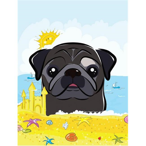 Carolines Treasures BB2131GF Black Pug Summer Beach Flag Garden