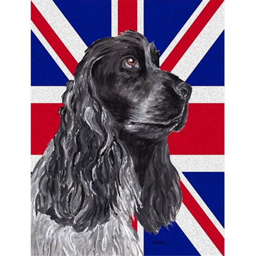 Carolines Treasures SC9868GF Black Cocker Spaniel With Engish Union Jack British Flag Flag Garden Size