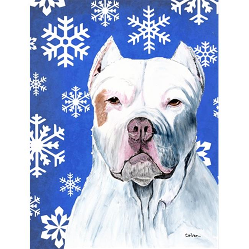 Carolines Treasures SC9381CHF 28 x 40 po. Drapeau en toile, maison de vacances, flocons de neige de Pit Bull