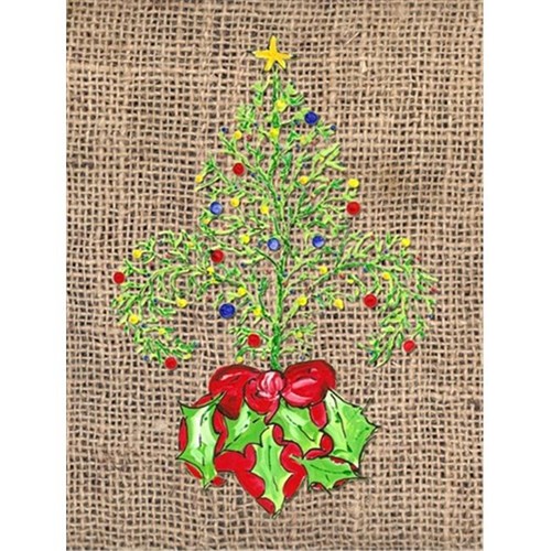 Carolines Treasures 8745CHF Christmas Tree Fleur de lis Flag Canvas House Size