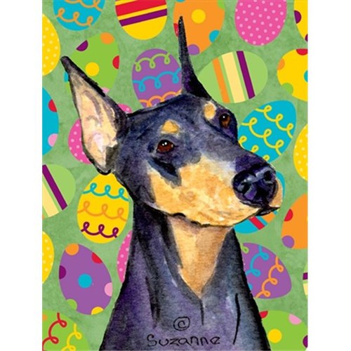 Carolines Treasures SS4840CHF 28 x 40 in. Doberman Easter Eggtravaganza House Size Canvas Flag