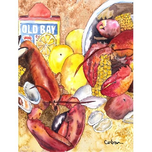 Carolines Treasures 8719CHF Lobster Lobster Bake with Old Bay Seasonings Canvas Flag - House Size 28 x 40 in.