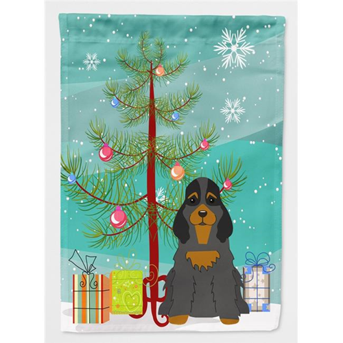 Carolines Treasures BB4218CHF Merry Christmas Tree Cocker Spaniel Black & Tan Flag, toile taille maison