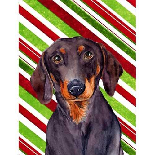 Carolines Treasures LH9223CHF 28 x 40 in. Dachshund Candy Cane Holiday Christmas House Size Canvas Flag