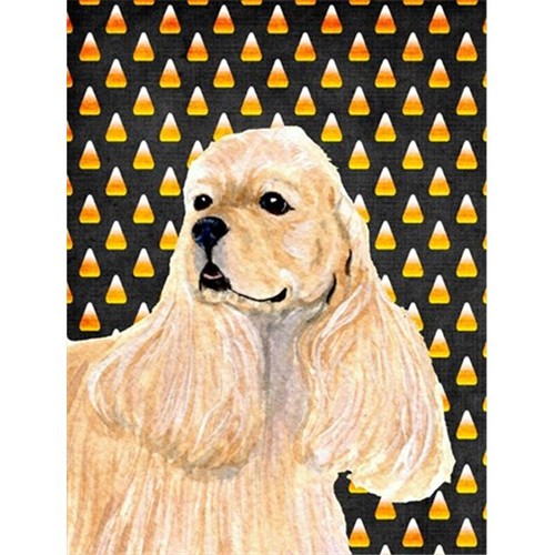 Carolines Treasures SS4315CHF 28 x 40 in. Cocker Spaniel Candy Corn Halloween Portrait House Size Canvas Flag