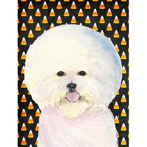 Carolines Treasures SS4319CHF 28 x 40 in. Bichon Frise Candy Corn Halloween Portrait House Size Canvas Flag