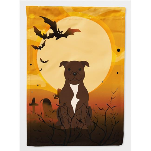 Carolines Treasures BB4314CHF Halloween Staffordshire Bull Terrier Chocolate Flag Canvas House Size