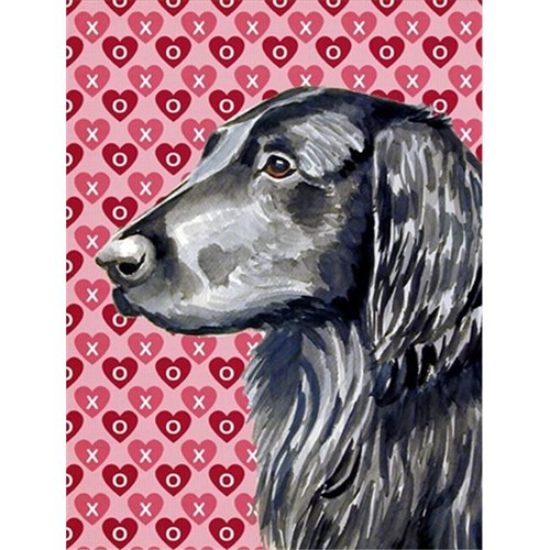 Carolines Treasures LH9141CHF 28 x 40 in. Flat Coated Retriever Hearts Love And Valentines Day Flag Canvas House Size