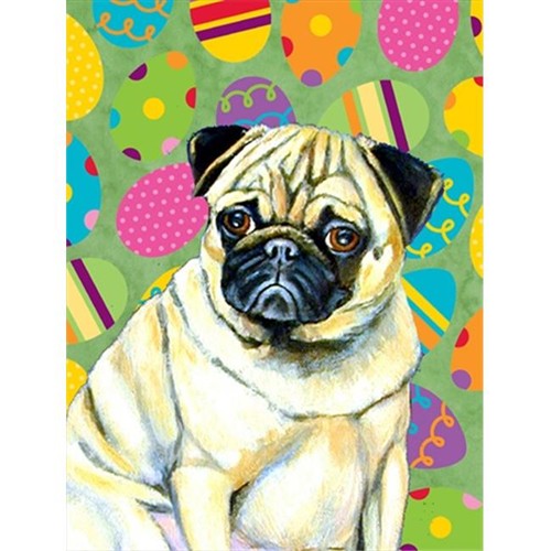 Carolines Treasures LH9432CHF 28 x 40 po. Pug – drapeau en toile, format maison, Eggtravanza de Pâques