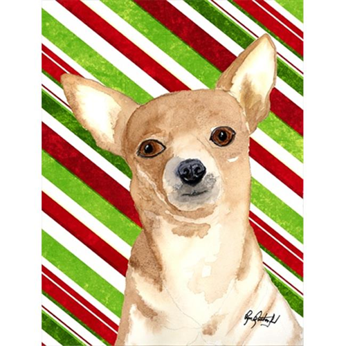 Carolines Treasures RDR3010CHF Candy Stripe Chihuahua drapeau de Noël toile taille maison