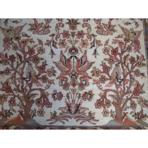 Bird Love Tree Life Exclusive Designed Area Rug Hand Knotted Silk Wool Carpet'