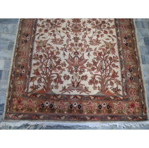 Bird Love Tree Life Exclusive Designed Area Rug Hand Knotted Silk Wool Carpet'