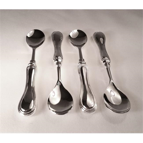 Leeber 86002 Elegance Silver Plate Rim Spoons 5.25 in. - Set of 4