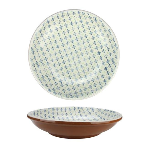 Northlight Seasonal 31522479 French Countryside Decorative Green and Blue Flower Round Terracotta Bowl