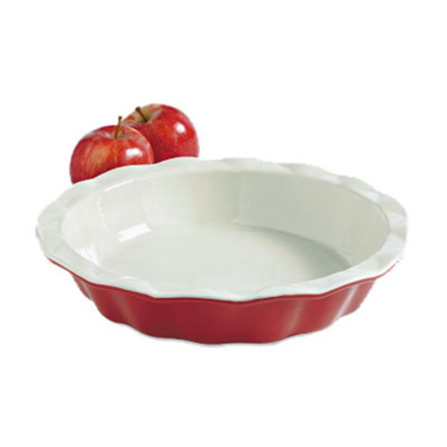 Good Cook 04412 9 in. Red Exterior Ceramic Pie Plate