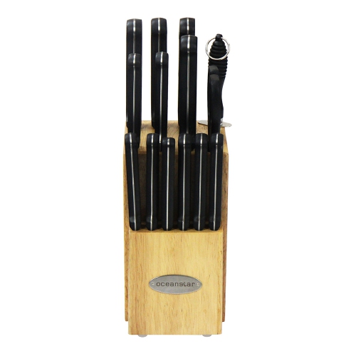 Oceanstar KS1187 Traditional 15-Piece Knife Set with Block Natural