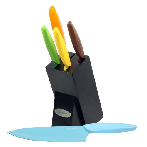 Oceanstar KS1217 6-Piece Non-Stick Coating knife set with Block Elegant Black