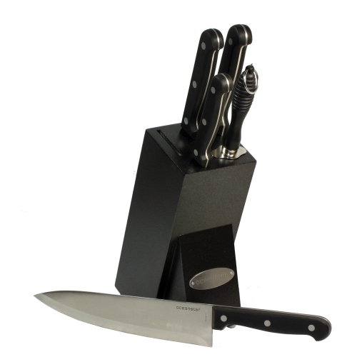 Oceanstar KS1200 Contemporary 6-Piece Knife Set with Block Elegant Black