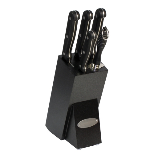Oceanstar KS1200 Contemporary 6-Piece Knife Set with Block Elegant Black