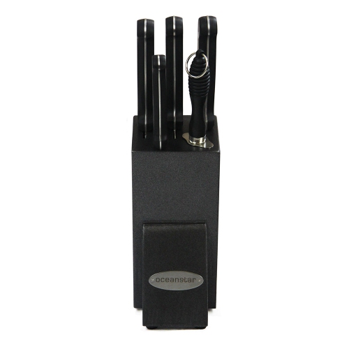 Oceanstar KS1200 Contemporary 6-Piece Knife Set with Block Elegant Black