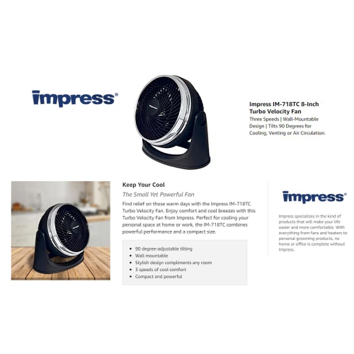 Impress IM-718TC 9 in. Ultra Velocity Fan Black