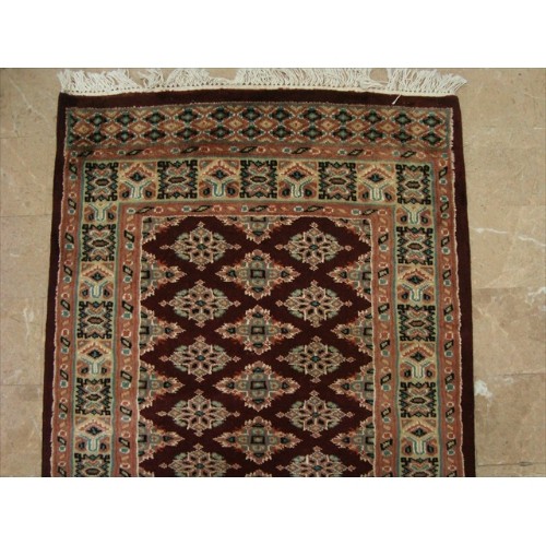 Dark Red Lovely Jaldar Ivory Touch Exclusive Hand Knotted Soft Runner Rug'