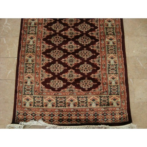 Dark Red Lovely Jaldar Ivory Touch Exclusive Hand Knotted Soft Runner Rug'