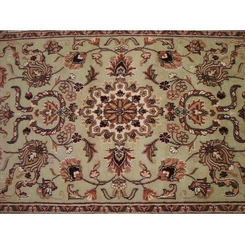 Light Green Ivory Touch Fine Area Rug Hand Knotted Silk Wool Carpet'