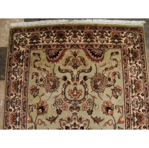 Light Green Ivory Touch Fine Area Rug Hand Knotted Silk Wool Carpet'
