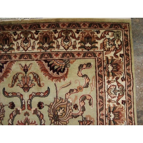 Light Green Ivory Touch Fine Area Rug Hand Knotted Silk Wool Carpet'