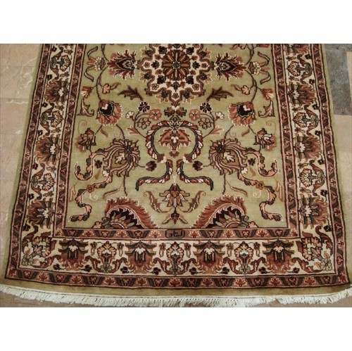 Light Green Ivory Touch Fine Area Rug Hand Knotted Silk Wool Carpet'