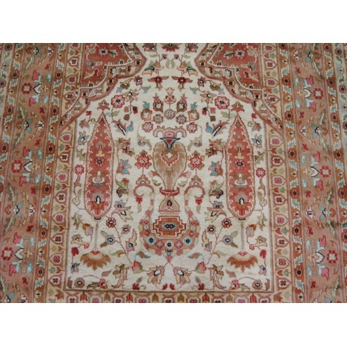 Jhoomar Mehrab Floral Vase Guldasta Hand Knotted Area Rug Wool Silk Carpet'