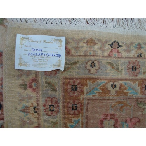 Jhoomar Mehrab Floral Vase Guldasta Hand Knotted Area Rug Wool Silk Carpet'