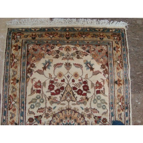 Wow Ivory Medallion Flowers Rectangle Area Rug Hand Knotted Wool Silk Carpet'