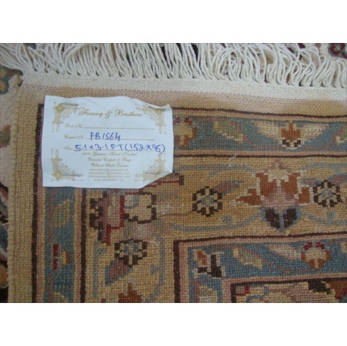 Wow Ivory Medallion Flowers Rectangle Area Rug Hand Knotted Wool Silk Carpet'