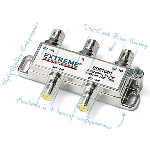 Extreme 4 Way Digital Coaxial Splitter - BDS104H