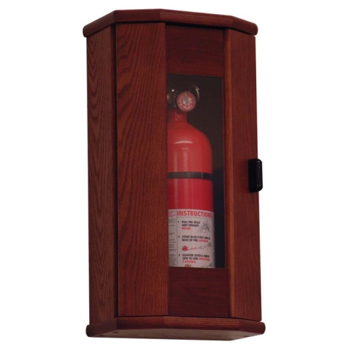 Armoire d’extinction en bois Mallet FEC11MH en acajou avec panneau de porte en acrylique - capacité 5 lb
