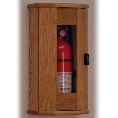 Wooden Mallet FEC11LO Fire Extinguisher Cabinet in Light Oak with Acrylic Door Panel - 5 lbs Capacity