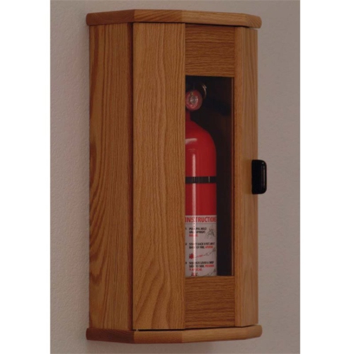 Wooden Mallet FEC11LO Fire Extinguisher Cabinet in Light Oak with Acrylic Door Panel - 5 lbs Capacity