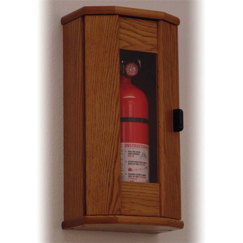 Wooden Mallet FEC11MO Fire Extinguisher Cabinet in Medium Oak with Acrylic Door Panel - 5 lbs Capacity