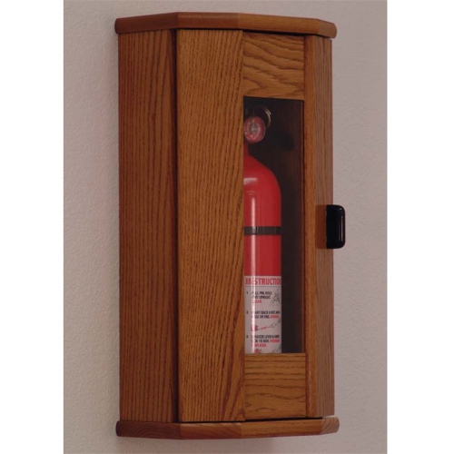 Wooden Mallet FEC11MO Fire Extinguisher Cabinet in Medium Oak with Acrylic Door Panel - 5 lbs Capacity