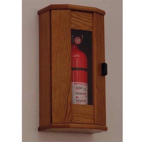 Wooden Mallet FEC11MO Fire Extinguisher Cabinet in Medium Oak with Acrylic Door Panel - 5 lbs Capacity
