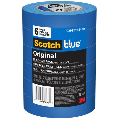 3M 2090-24EVP. .94 in. x 60 yd. Scotch Blue Painters Tape Value Pack - 6 Pack